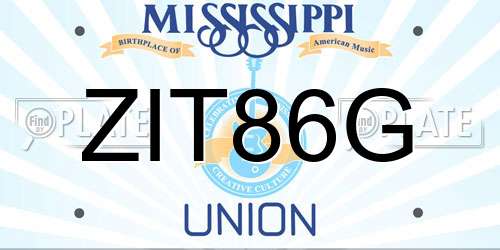 ZIT86G Mississippi License Plate