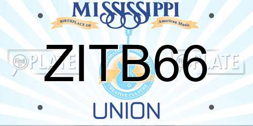 ZITB66 Mississippi License Plate