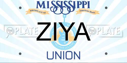 ZIYA Mississippi License Plate