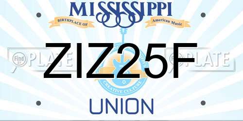 ZIZ25F Mississippi License Plate