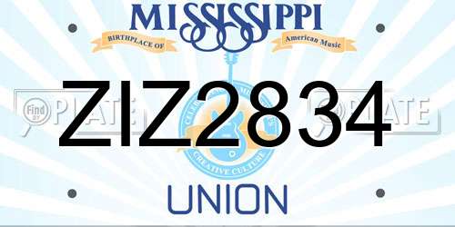 ZIZ2834 Mississippi License Plate