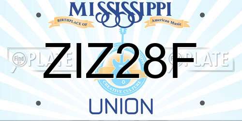 ZIZ28F Mississippi License Plate
