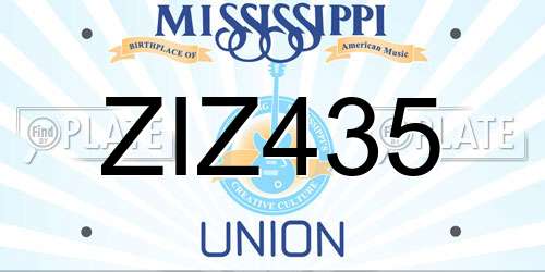 ZIZ435 Mississippi License Plate