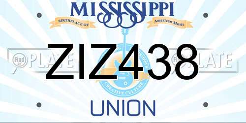 ZIZ438 Mississippi License Plate