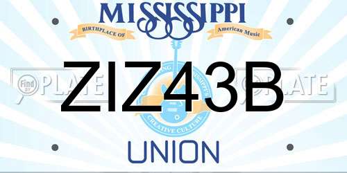 ZIZ43B Mississippi License Plate
