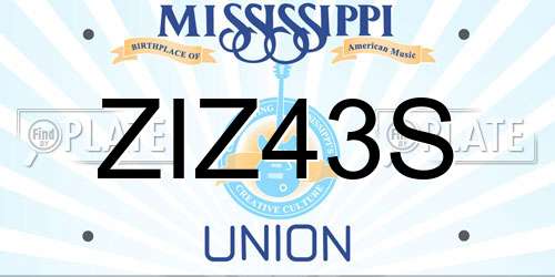 ZIZ43S Mississippi License Plate
