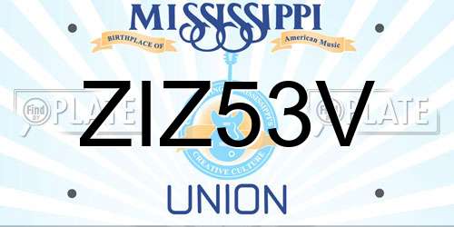 ZIZ53V Mississippi License Plate