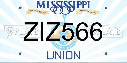 ZIZ566 Mississippi License Plate