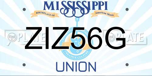 ZIZ56G Mississippi License Plate