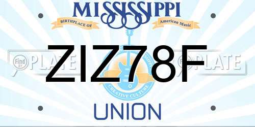 ZIZ78F Mississippi License Plate