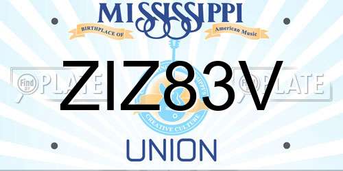ZIZ83V Mississippi License Plate