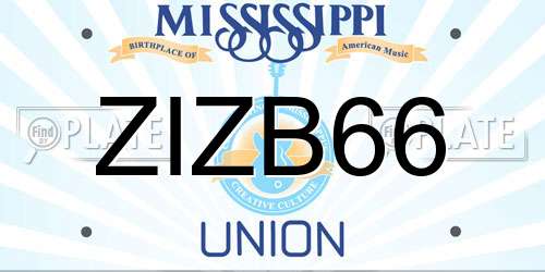 ZIZB66 Mississippi License Plate