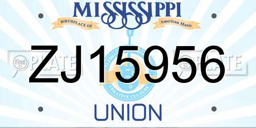 ZJ15956 Mississippi License Plate