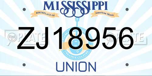 ZJ18956 Mississippi License Plate