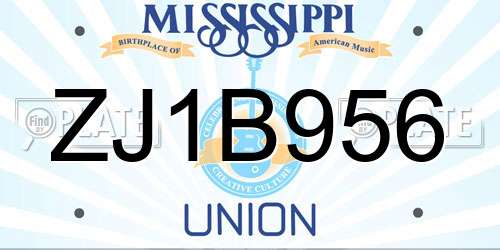 ZJ1B956 Mississippi License Plate