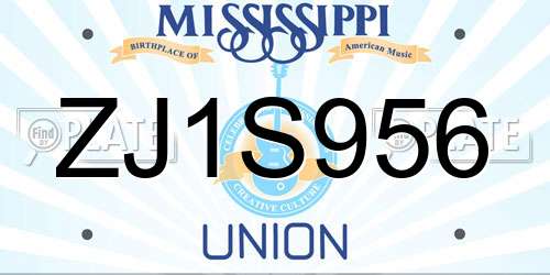 ZJ1S956 Mississippi License Plate