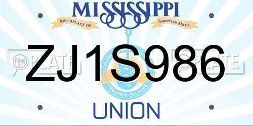 ZJ1S986 Mississippi License Plate