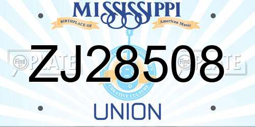 ZJ28508 Mississippi License Plate
