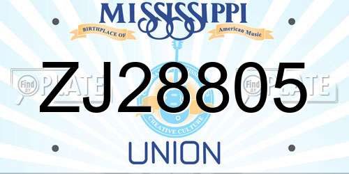 ZJ28805 Mississippi License Plate