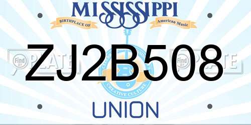 ZJ2B508 Mississippi License Plate