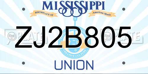 ZJ2B805 Mississippi License Plate