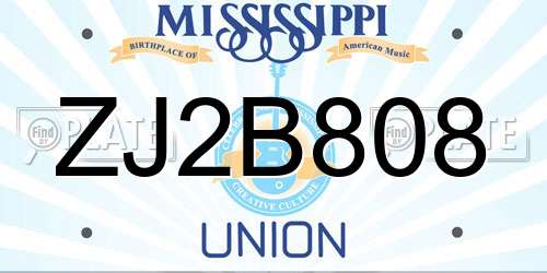 ZJ2B808 Mississippi License Plate