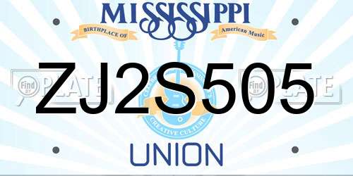ZJ2S505 Mississippi License Plate