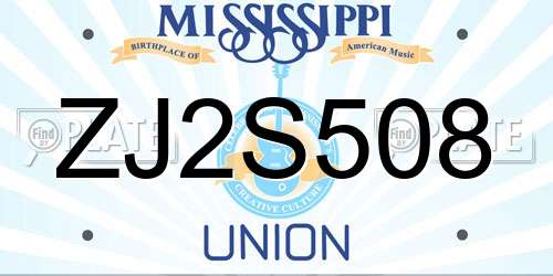 ZJ2S508 Mississippi License Plate