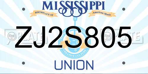 ZJ2S805 Mississippi License Plate