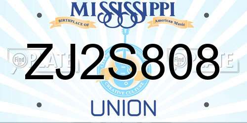 ZJ2S808 Mississippi License Plate