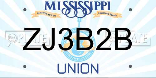 ZJ3B2B Mississippi License Plate