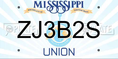 ZJ3B2S Mississippi License Plate