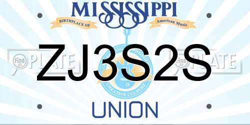 ZJ3S2S Mississippi License Plate