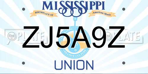 ZJ5A9Z Mississippi License Plate