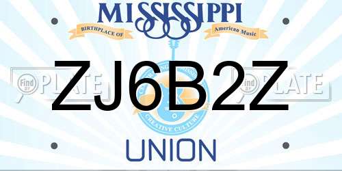 ZJ6B2Z Mississippi License Plate