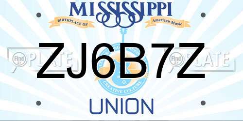 ZJ6B7Z Mississippi License Plate