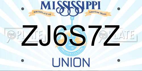 ZJ6S7Z Mississippi License Plate