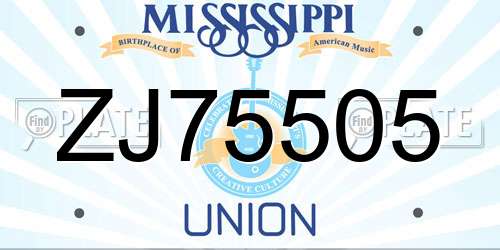 ZJ75505 Mississippi License Plate