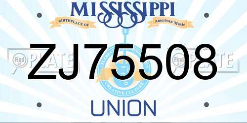 ZJ75508 Mississippi License Plate