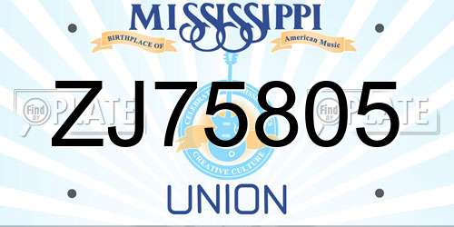 ZJ75805 Mississippi License Plate