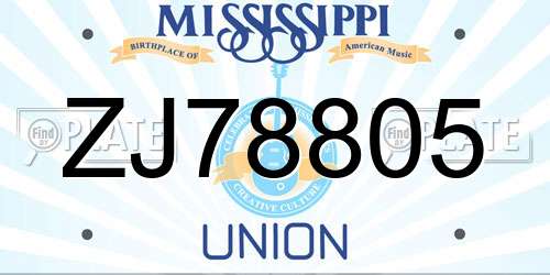 ZJ78805 Mississippi License Plate
