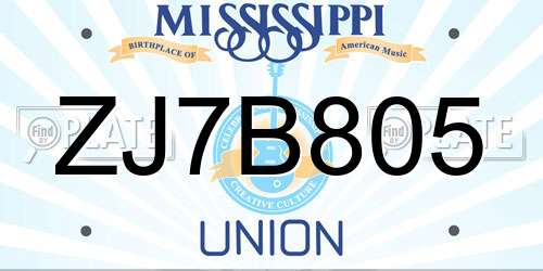 ZJ7B805 Mississippi License Plate