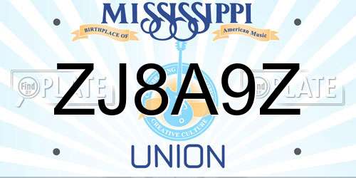 ZJ8A9Z Mississippi License Plate