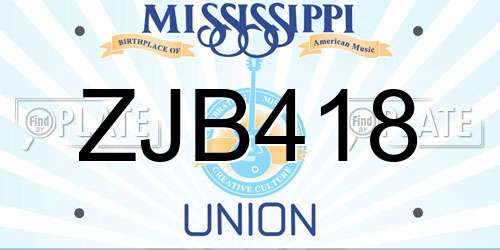 ZJB418 Mississippi License Plate