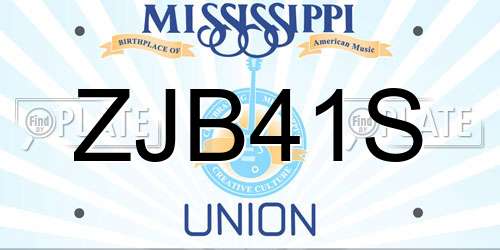 ZJB41S Mississippi License Plate