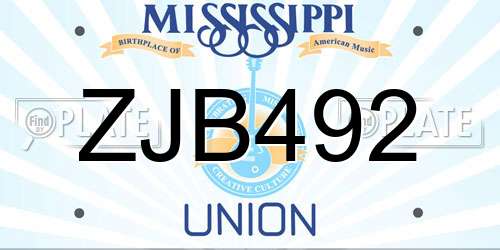 ZJB492 Mississippi License Plate