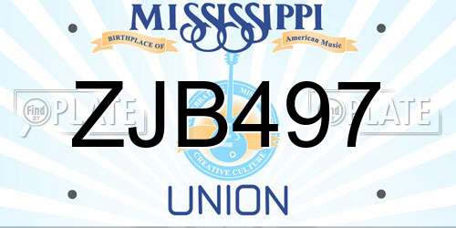 ZJB497 Mississippi License Plate