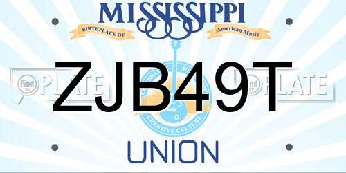 ZJB49T Mississippi License Plate