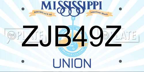 ZJB49Z Mississippi License Plate