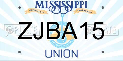 ZJBA15 Mississippi License Plate